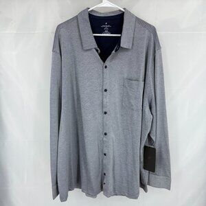 Fabletics Men 4X Dash Long Sleeve Button Up Shirt Blue Performance Stretch NEW